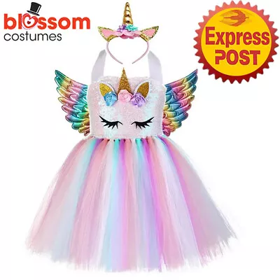 $36.50 • Buy N167 Unicorn Tutu Dress Up Pony Fairytale Girl Book Week Costume Headband Wings