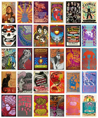 BEST Vintage CONCERT 60s 70s A3 A4 POSTERS Psychedelic FILLMORE BUY 1 GET 2 FREE • £7.99