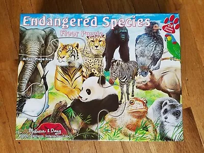 Melissa & Doug Floor Puzzle 24 Jumbo Pcs Endangered Species 2x3 Ft Easy Clean • $11.99