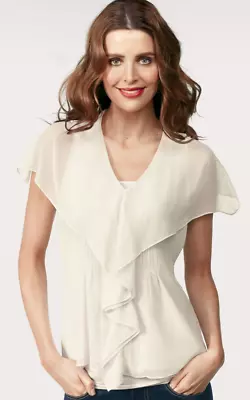 CAbi Spring 2012 Whisper Blouse ITEM 814 Off White ~ Size Small S • $12.99