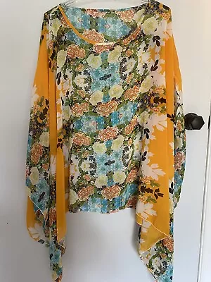 Beautiful Chiffon Floral Kaftan Feat Splits In Sleeves Free Size • $22.20