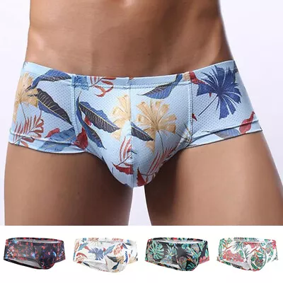 Men's Ice Silk Underpants Panties Seamless Boxer Briefs Underwear Pouch Thongs • £2.84