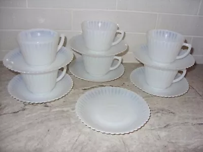 MacBeth-Evans Monax Petalware White Depression Glass 6 Coffee Cups And 7 Saucers • $45.99