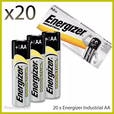 20 X Energizer AA Industrial Batteries LR6 Alkaline Long Lasting 1.5 V  Battery • £7.09