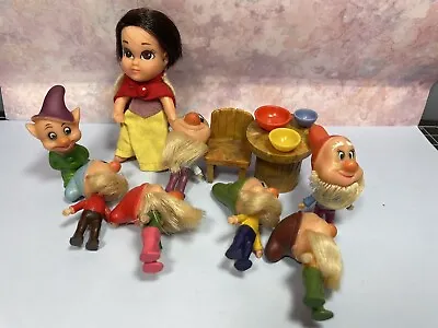 Vintage 1967 Hasbro Storykins Liddle Kiddle Snow White And 7 Seven Dwarves Table • $125