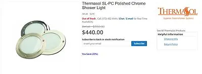 Brand New Thermasol SL-PC Shower Light Polished Chrome • $329.99