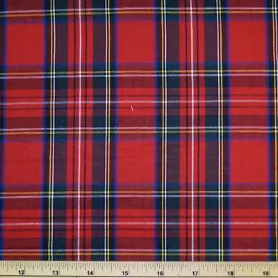 £1.50 • Buy 100% Cotton Fabric Flat Weave Tartan Royal Stewart, Black Watch, Dress Stewart