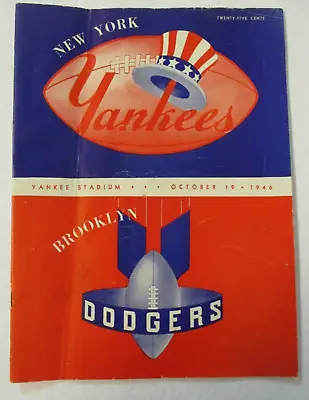 1946 NEW YORK YANKEES Vs BROOKLYN DODGERS Football Program Yankee Stadium AAFC • $161.95