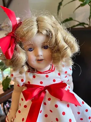 Antique Vintage Porcelain Shirley Temple Doll 20  With Stand Purple Eyes • $80