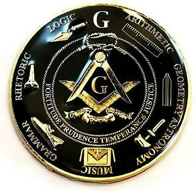 Working Tools 7 Liberal Arts Round Black Masonic Auto Emblem - 3  Diameter • $14.98