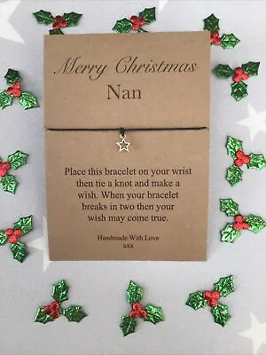 NAN/Merry Christmas Wish Bracelet/Christmas Card/ Star/ Family Present/ Gift • £2.95