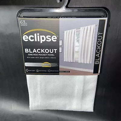 Eclipse  Kendall  White 42 X 63 Rod Pocket Blackout Curtain Panel (Single) C5B • $14.99
