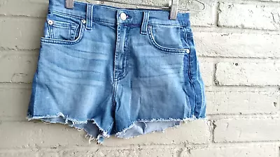 7 For All Mankind Womens Size 25 Blue Cut Off Light Wash Jean Shorts • $12.75