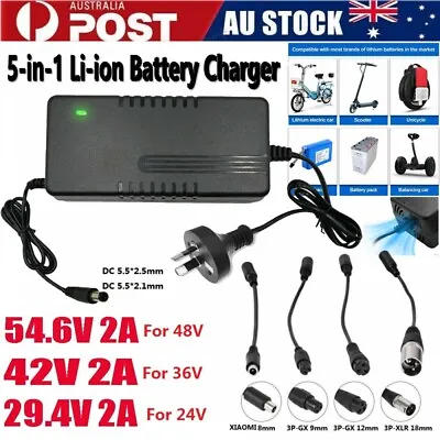 29.4V 54.6V 42V Electric Bicycle Scooter Ebike Li-ion Battery Charger 5-IN-1 • $12.99