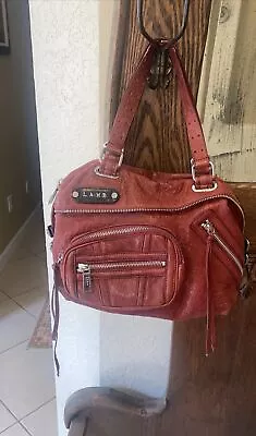 L.A.M.B. Gwen Stefani Vane Corsaire Red Pebbled Leather Satchel Hand Bag  Purse • $45