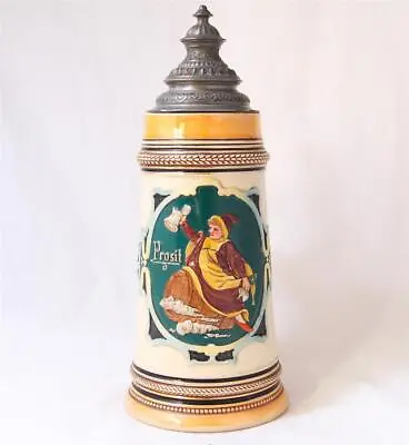 Large Antique German Beer Stein Munich Child By A.J.Thewalt #275 C1890s • $85