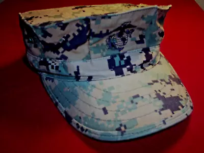USMC Marine Corps Woodland Camo MARPAT Garriosn Hat MEDIUM NEW • $9.99