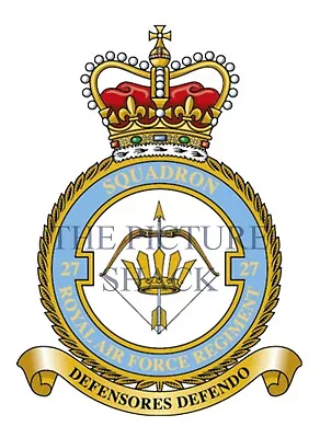 27 SQUADRON RAF REGT CREST ON A METAL SIGN 5 X 7 INCHES. FITS STANDARD FRAME. • £6.99