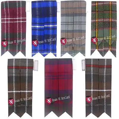 HS Scottish Kilt Hose Socks Flashes Various Tartans Garter Pointed Acrylic Wool • £7.99