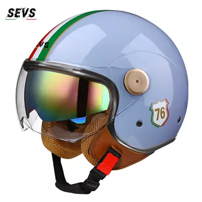 Motorcycle Helmet 3/4 Open Face Vintage Motorbike Helmets Dual Visor Helmet • $118.39