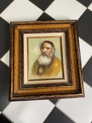 Vintage Art Framed Original Oil Painting Old Rabbi Bearded Man Signed W. Dawson • $110