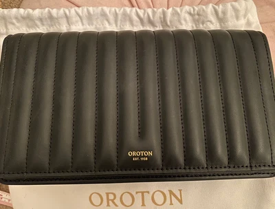 $209 • Buy OROTON Black Leather Quilted Bag BNWT Clutch Crossbody