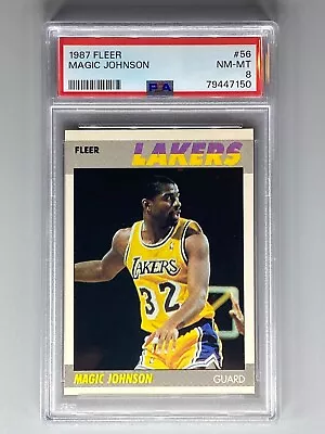 1987 Fleer Magic Johnson #56 PSA 8 NM-MT Los Angeles Lakers • $24.99