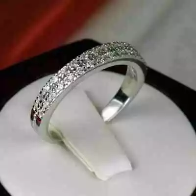 Real Moissanite 2.90Ct Round Cut Eternity Wedding Band 14K White Gold Plated • $139.85