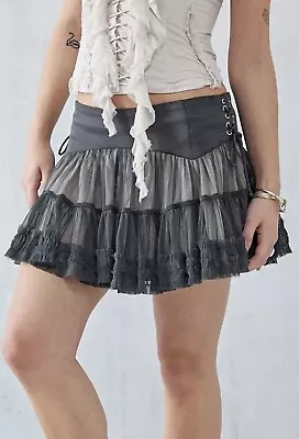 ❤️ Urban Outfitters Tulle Corset Mini Skirt Size XS Grey Lined RP £49 • £19.99