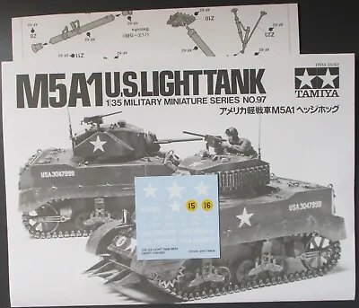 Tamiya 1/35th Scale US M5A1 - Decals From Kit No. 35313 • $6.99