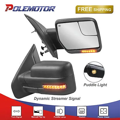 2PCS Power Heated Tow Mirrors W/ Puddle Light For 2004-2014 Ford F150 F-150 • $112.81