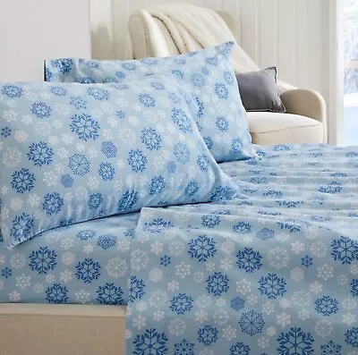 Great Bay Home 100% Turkish Cotton Queen Holiday Flannel Sheet Set | Deep Pocket • $144.98