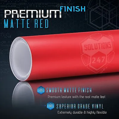 Matte Flat Red Vinyl Wrap Film Decal Bubble Free Air Release - 12  X 60  In • $7.95