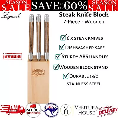 Laguiole Steak Knife Set 7-piece Stainless Steel Blade With Wooden Knives Block • $42.97