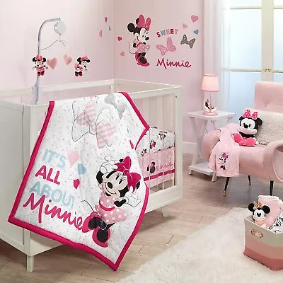 3 Pc Disney Baby Minnie Mouse Love Crib Bedding Set NIP • $76