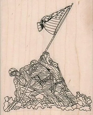 Mounted Rubber Stamp Iwo Jima Military Marines Navy USA WWII Memorial Day • $15