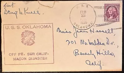 US #720 On USS Oklahoma Macon Disaster Cover (cat. No 2/12/35-c84.1)  *d • $53