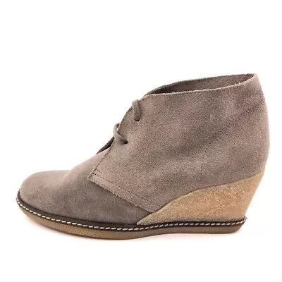 J. Crew MacAlister Wedge Ankle Booties Womens Size 8 Lace Up Taupe Leather Italy • $69