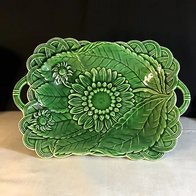 Green Majolica Style Footed Bowl By The Haldon Group Japan. Vintage 1983. • $49.99