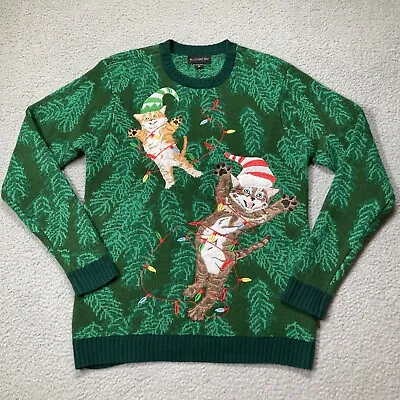 Blizzard Bay Adult Size Medium Green Tangled Cats Ugly Christmas Sweater • $34.99
