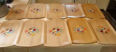 Vintage Hasko Vintage Haskelite Floral Serving Small TV Lap Tray LOT Of 12 Roses • $7.50