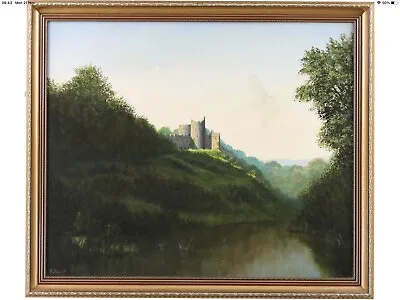 Edward Hersey Castle On River English Rural Landscape Original Oil Painting • £950
