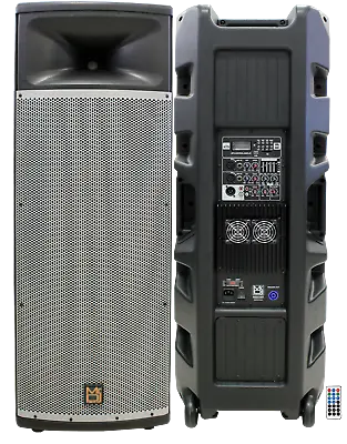 Mr Dj PRO215BT PA DJ Powered SpeakerProfessional PRO PA DJ Dual 15” 3-Way Full- • $449.99