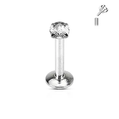 Lip/Monroe Stud Round Clear 2mm Gem Internal Thread 16 Gauge 5/16  Steel Body Je • $8.99