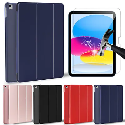 For IPad 10th 9/8/7th Gen 10.9 &10.2  Leather Case Cover Glass Screen Protector • $10.95