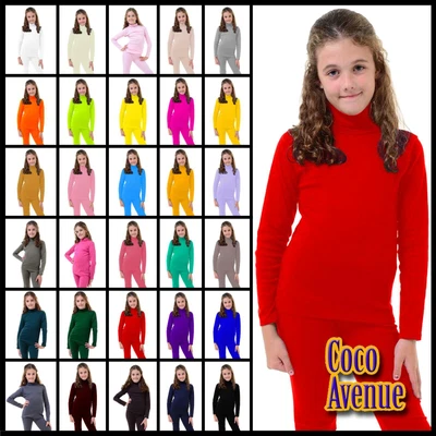 £6.95 • Buy Kids High Polo Roll Neck Long Sleeve Jersey Girls Boys Casual Plain T-Shirt Top