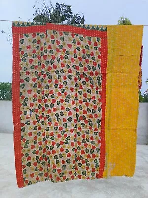 Vintage Kantha Quilt Throw Indian Handmade Bedspread Cotton Blanket Ralli Gudari • $31.91
