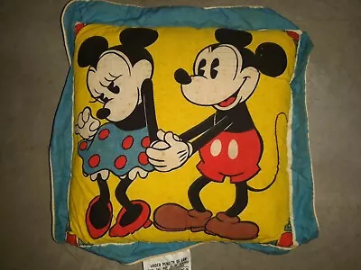 Disney Mickey Mouse And Minnie Mouse Pillow Vintage 1970's 10x10 Sutton RARE • $10.79