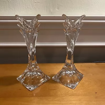 Mikasa Pair Of Art Deco Style 24% Lead Crystal Taper Candlesticks 5.5” X 2” VTG • $18