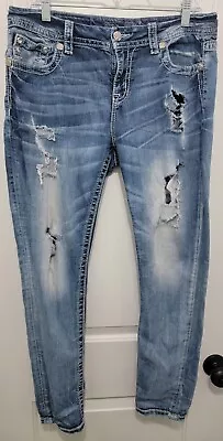 Miss Me Jeans Womens Blue Skinny Mid Rise Easy Ankle Skinny Denim Size 30 • $19.99